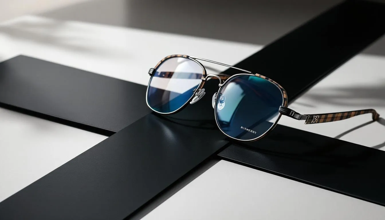 A collection of stylish Burberry glasses including prescription and sunglasses.